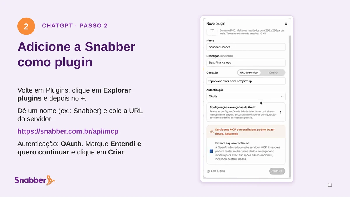 ChatGPT: adicionar a Snabber como plugin